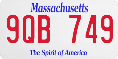 MA license plate 9QB749