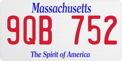 MA license plate 9QB752