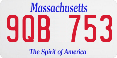 MA license plate 9QB753