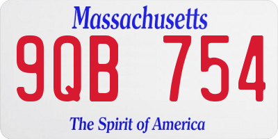 MA license plate 9QB754