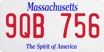 MA license plate 9QB756