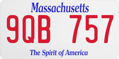 MA license plate 9QB757
