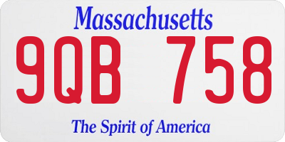 MA license plate 9QB758