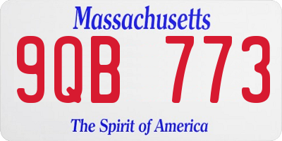 MA license plate 9QB773