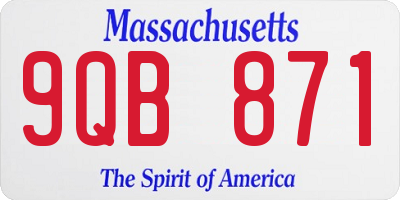 MA license plate 9QB871