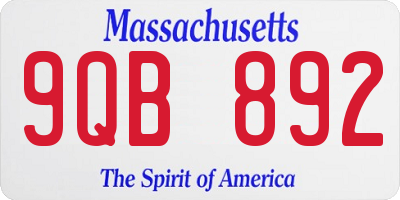 MA license plate 9QB892