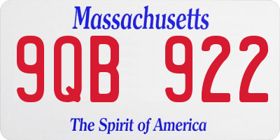 MA license plate 9QB922