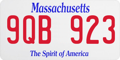 MA license plate 9QB923