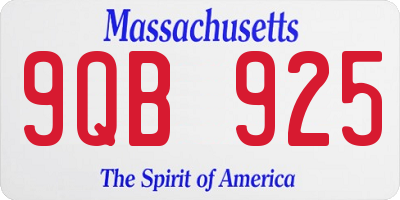 MA license plate 9QB925