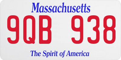 MA license plate 9QB938