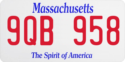 MA license plate 9QB958