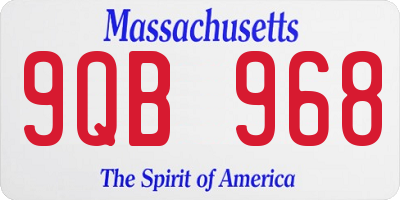 MA license plate 9QB968