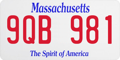 MA license plate 9QB981