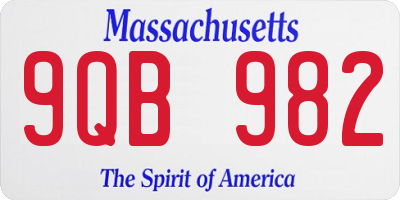 MA license plate 9QB982