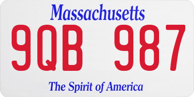 MA license plate 9QB987