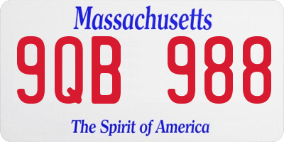 MA license plate 9QB988