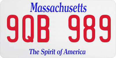 MA license plate 9QB989