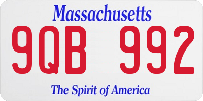 MA license plate 9QB992