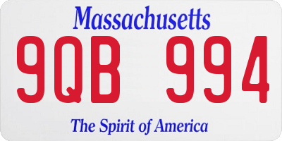 MA license plate 9QB994