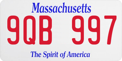 MA license plate 9QB997