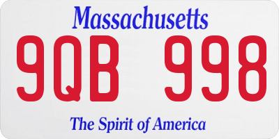 MA license plate 9QB998