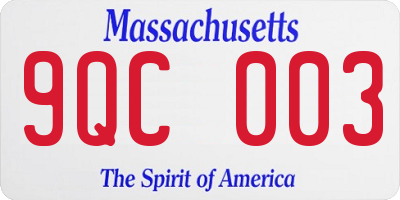 MA license plate 9QC003