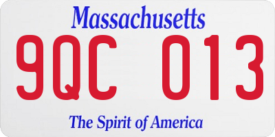 MA license plate 9QC013