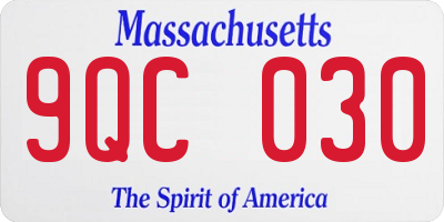MA license plate 9QC030