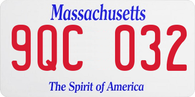 MA license plate 9QC032