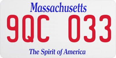MA license plate 9QC033