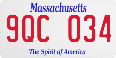 MA license plate 9QC034