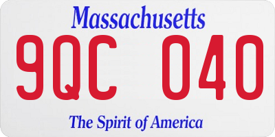 MA license plate 9QC040