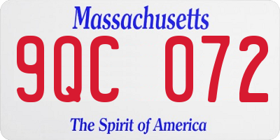 MA license plate 9QC072