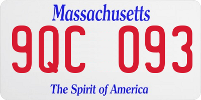 MA license plate 9QC093