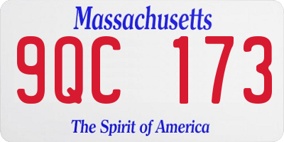 MA license plate 9QC173
