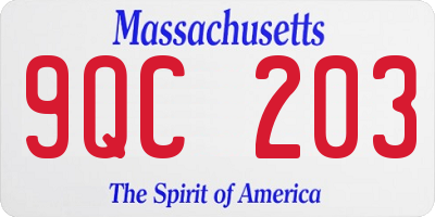 MA license plate 9QC203