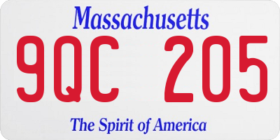 MA license plate 9QC205