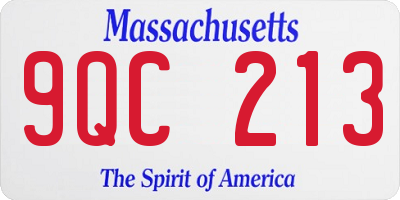 MA license plate 9QC213