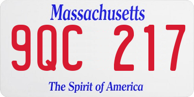 MA license plate 9QC217