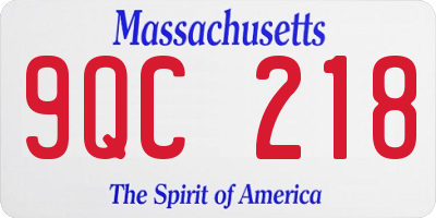 MA license plate 9QC218