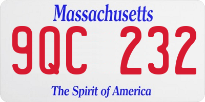 MA license plate 9QC232