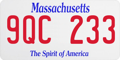 MA license plate 9QC233