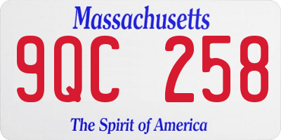 MA license plate 9QC258
