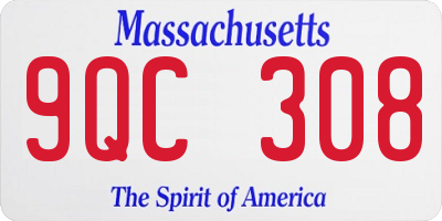 MA license plate 9QC308
