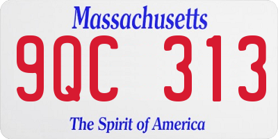 MA license plate 9QC313