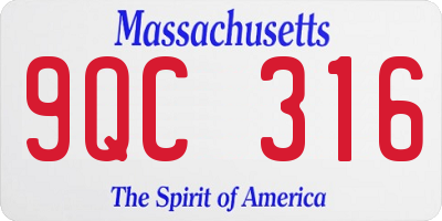 MA license plate 9QC316
