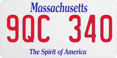 MA license plate 9QC340