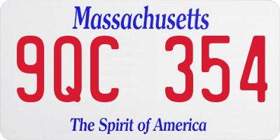 MA license plate 9QC354
