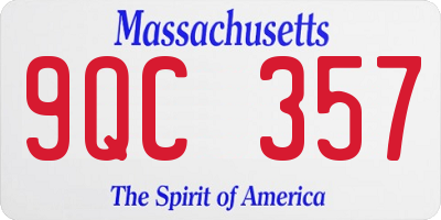 MA license plate 9QC357