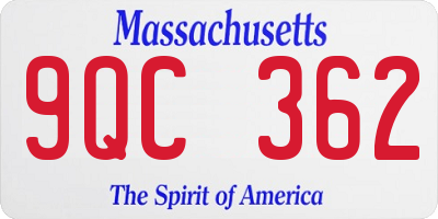 MA license plate 9QC362